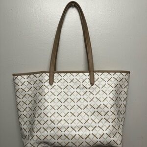 A New Day White and Tan Patterned Tote